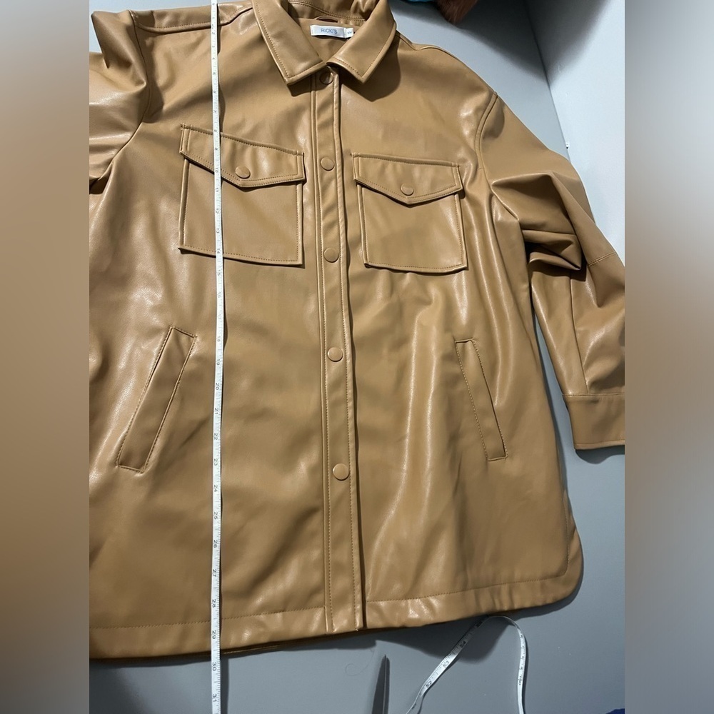 3/25$ (Mix)Ricki’s Faux Leather Jacket, Tan, Size M - Picture 13 of 15